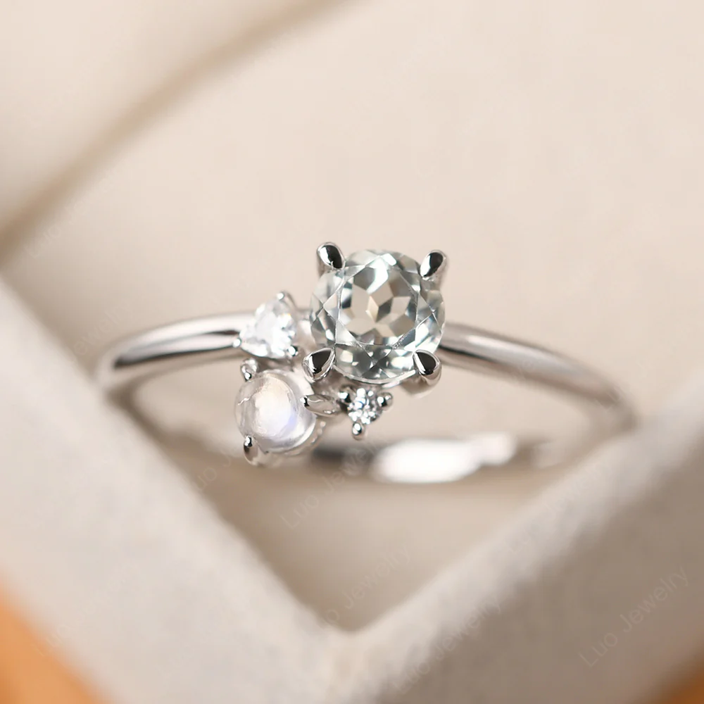 Round Green Amethyst Engagement Ring - Image 2