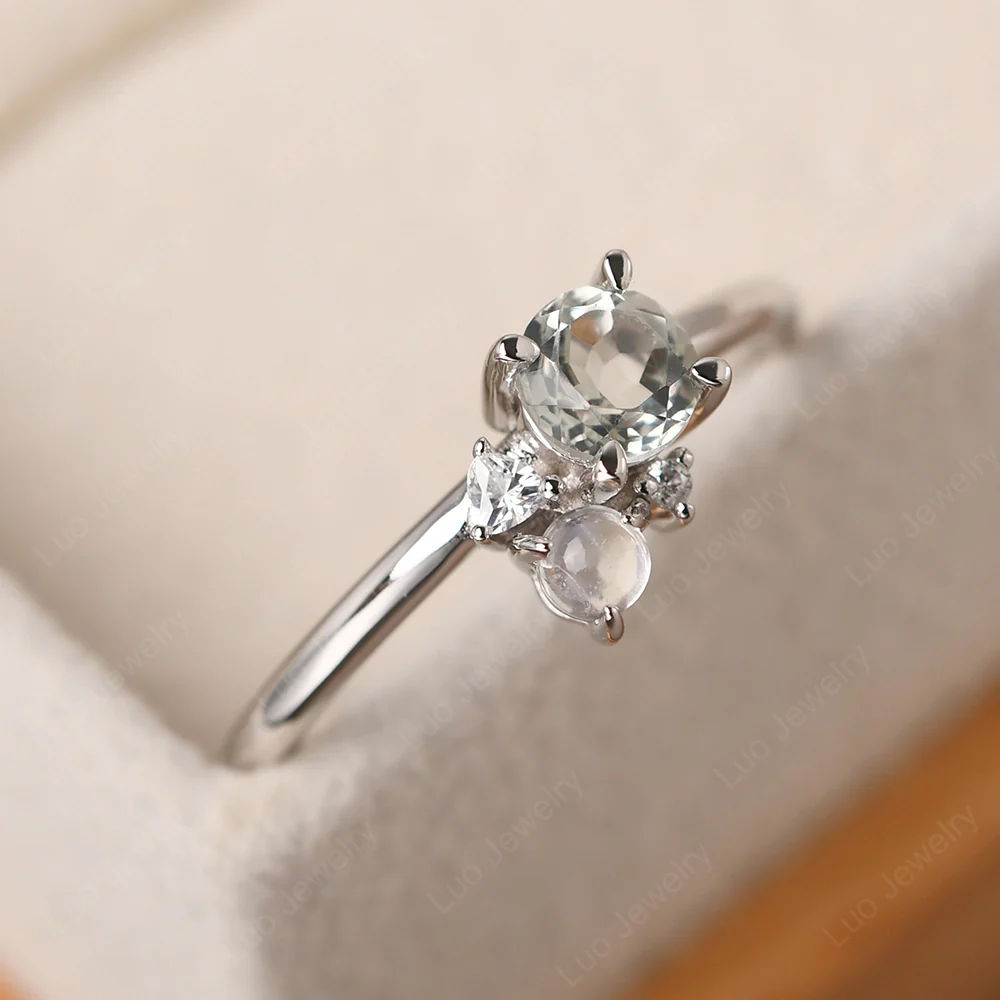 Round Green Amethyst Engagement Ring - Image 3