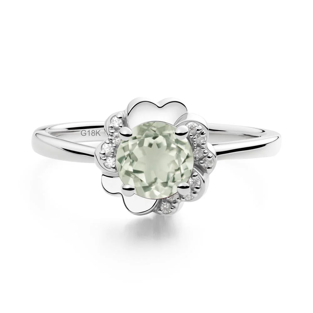 Round Green Amethyst Floral Engagement Ring - Image 7