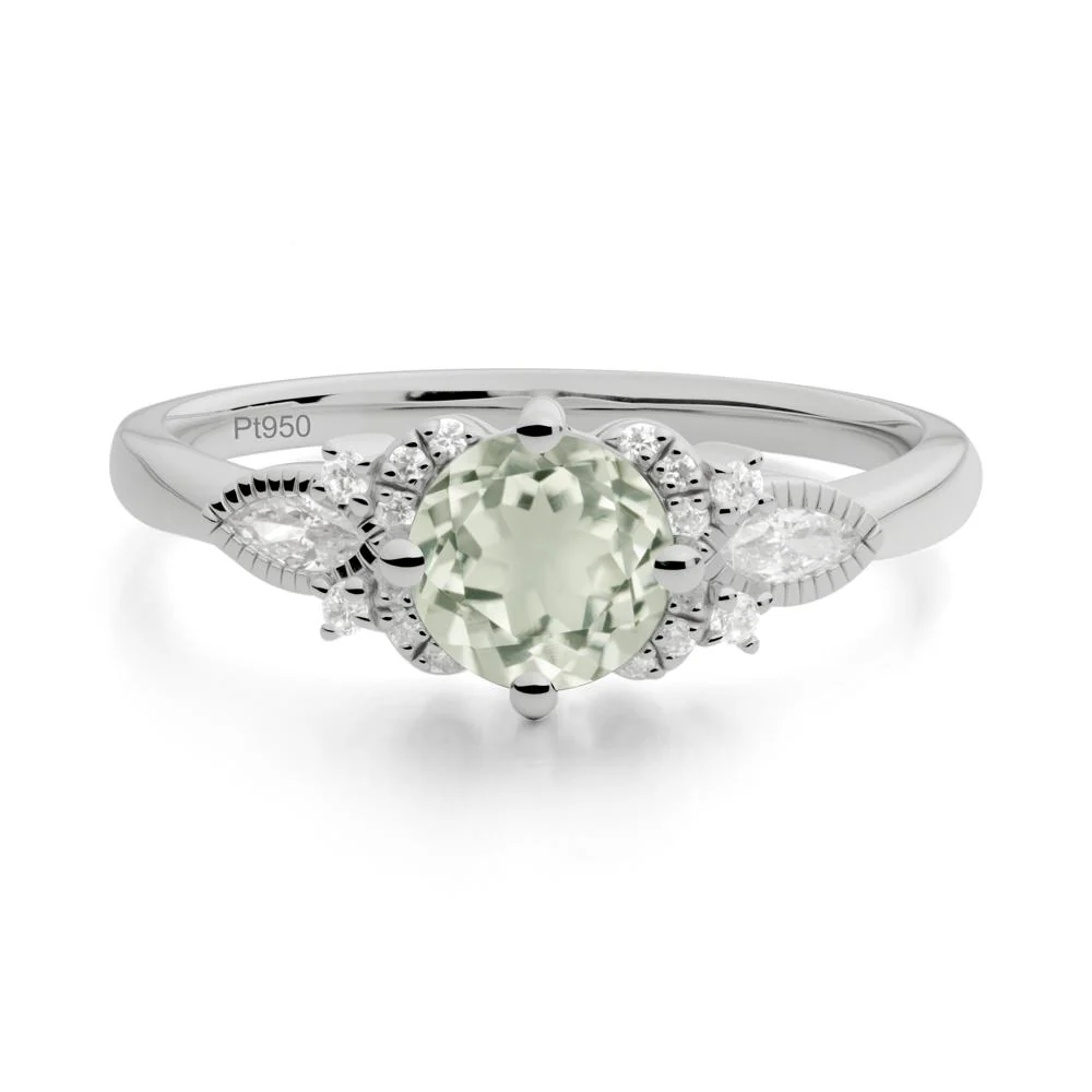 Round Green Amethyst Floral Statement Ring - Image 2