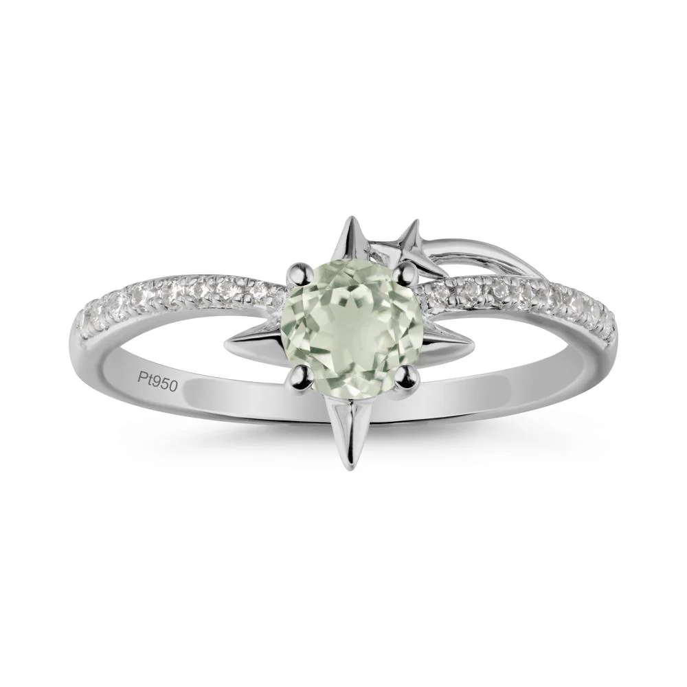 Round Green Amethyst Four Point Star Ring - Image 8