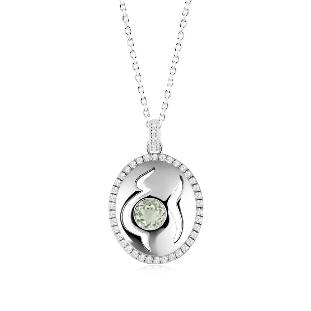 Round Green Amethyst Motherhood Necklace