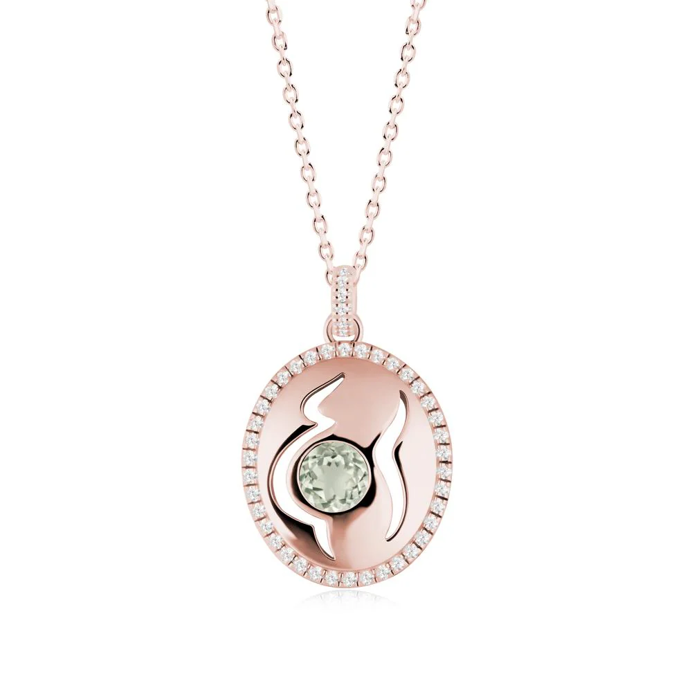 Round Green Amethyst Motherhood Necklace - Image 8