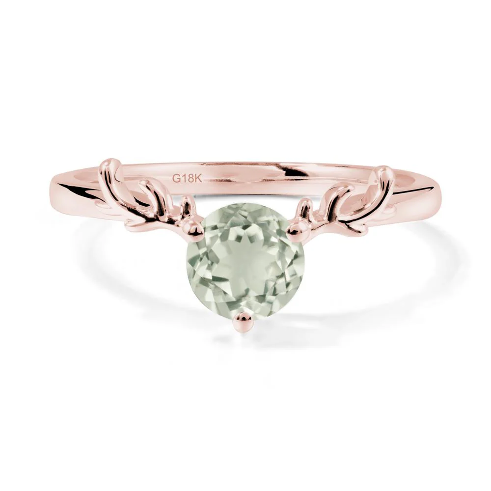 Solitaire Round Green Amethyst Ring - Image 5
