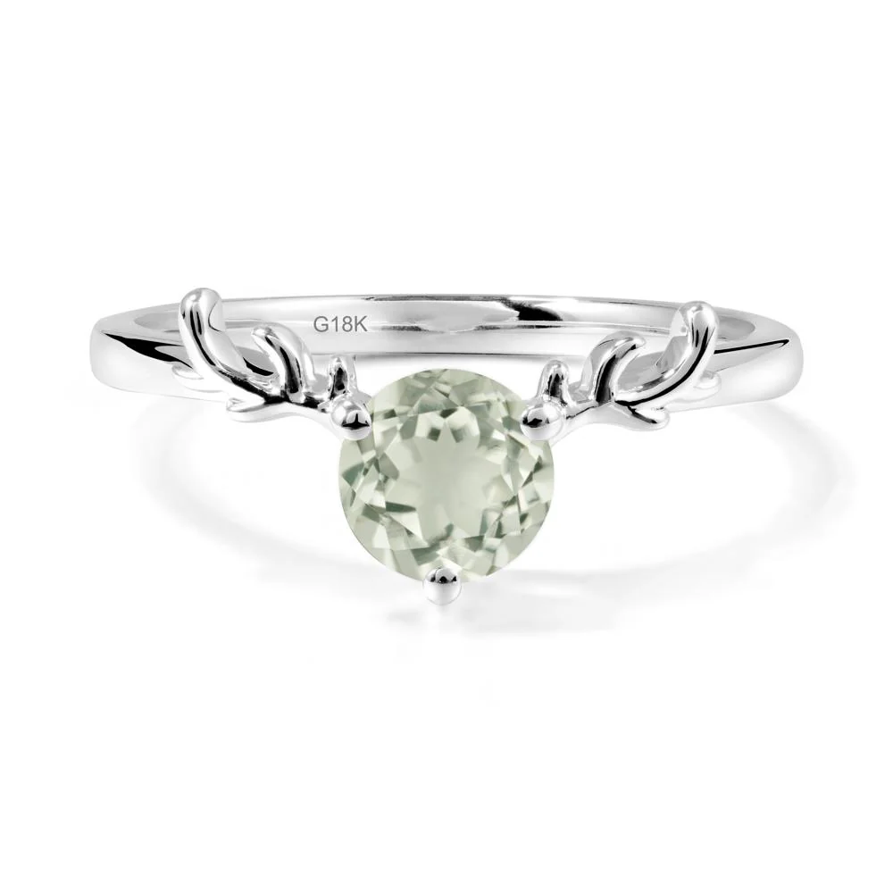 Solitaire Round Green Amethyst Ring - Image 6