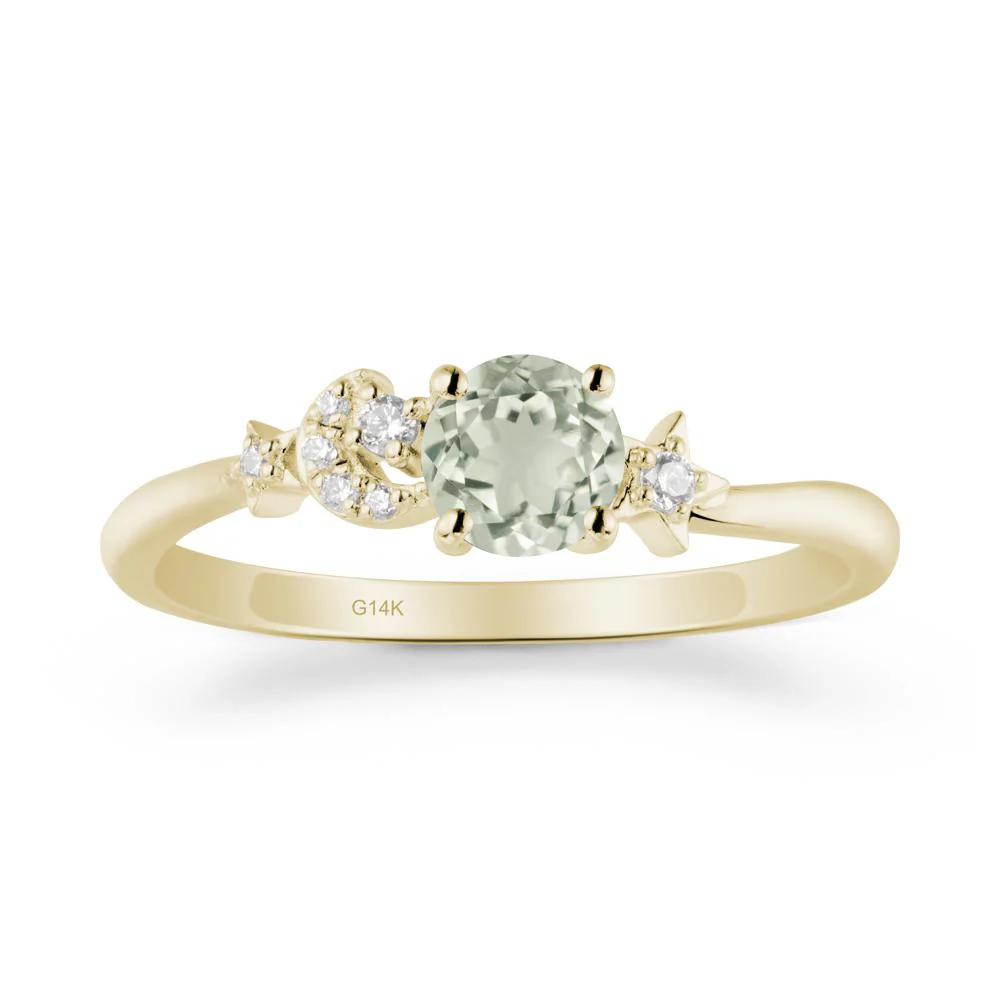 Round Green Amethyst Ring with Moon and Pentacle - Image 4