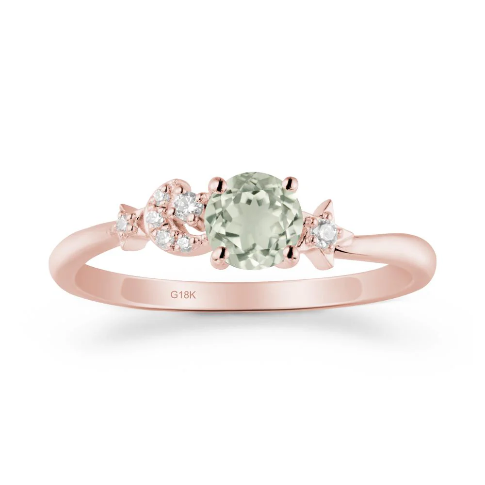 Round Green Amethyst Ring with Moon and Pentacle - Image 5