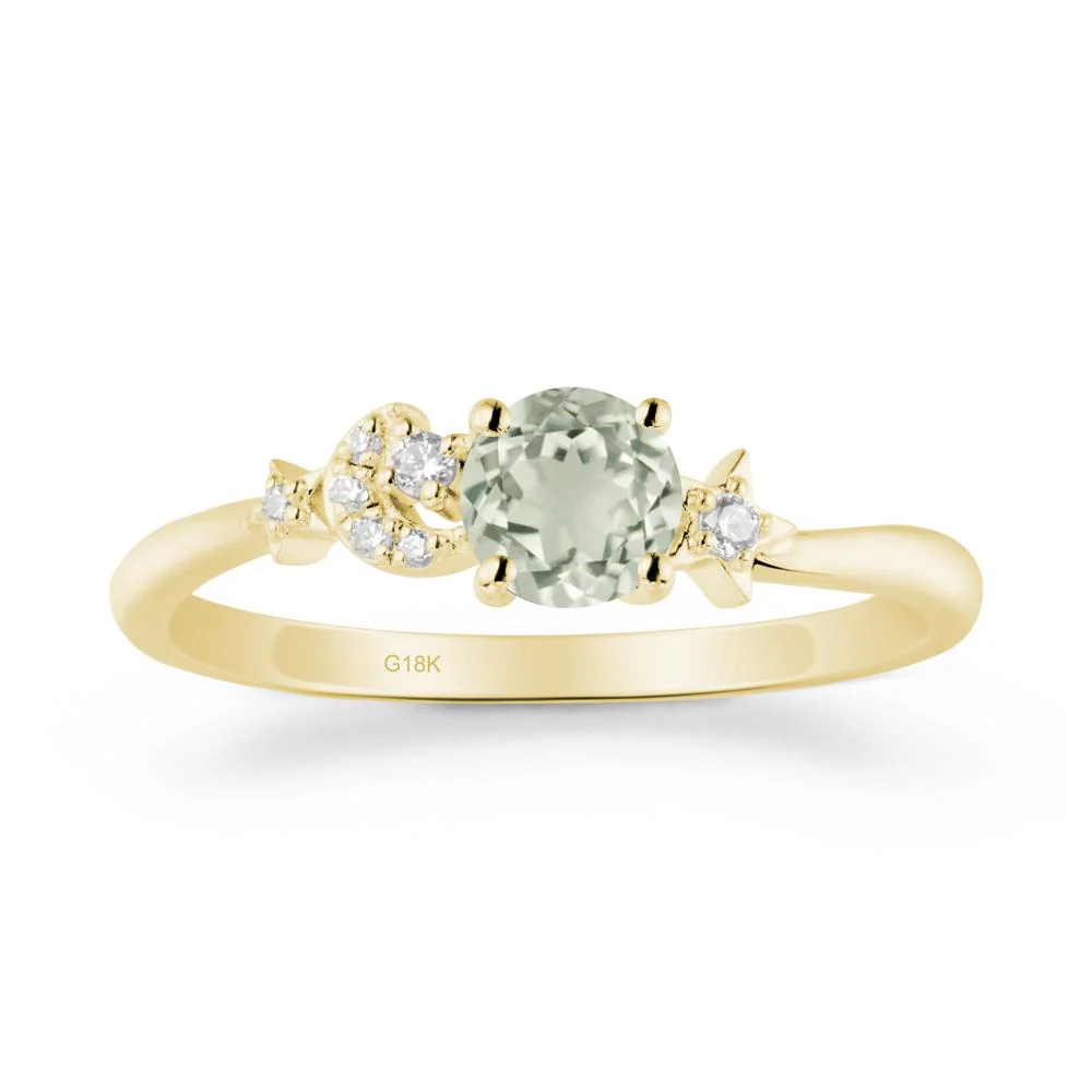 Round Green Amethyst Ring with Moon and Pentacle - Image 7