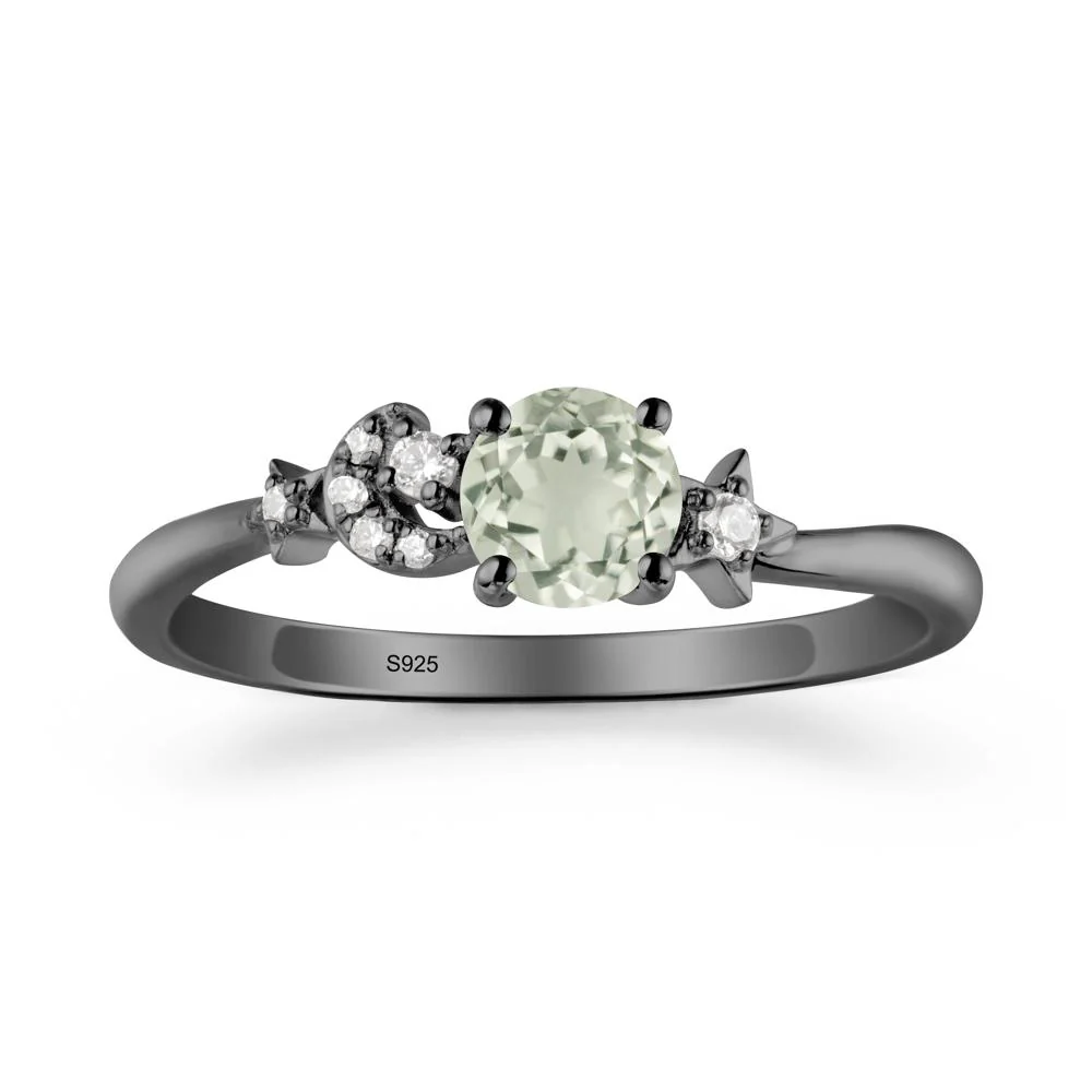 Round Green Amethyst Ring with Moon and Pentacle - Image 8