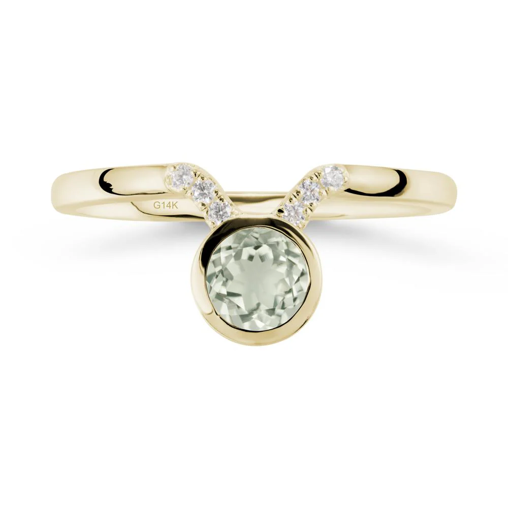 Round Green Amethyst Taurus Zodiac Ring-Sensual & Loyal