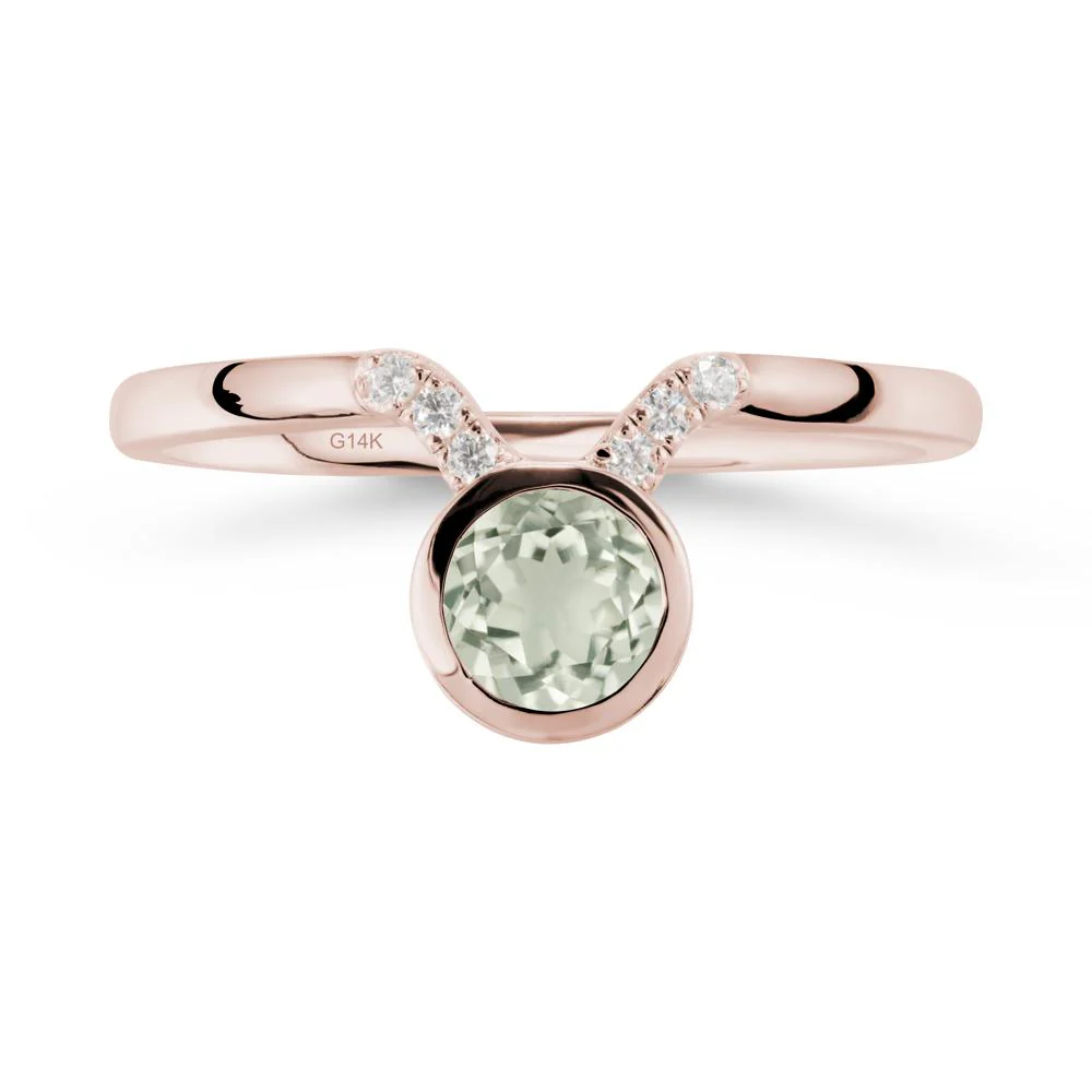 Round Green Amethyst Taurus Zodiac Ring-Sensual & Loyal - Image 2