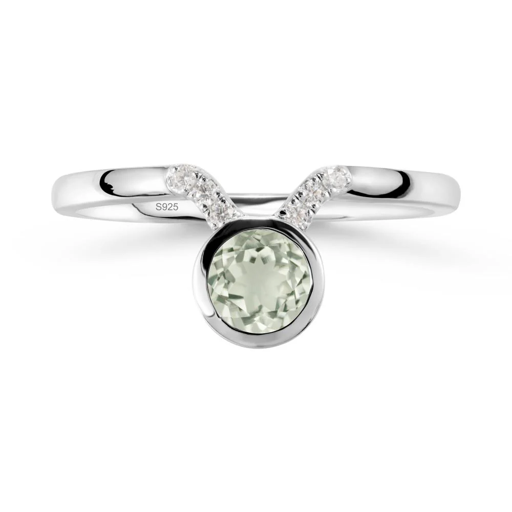 Round Green Amethyst Taurus Zodiac Ring-Sensual & Loyal - Image 9