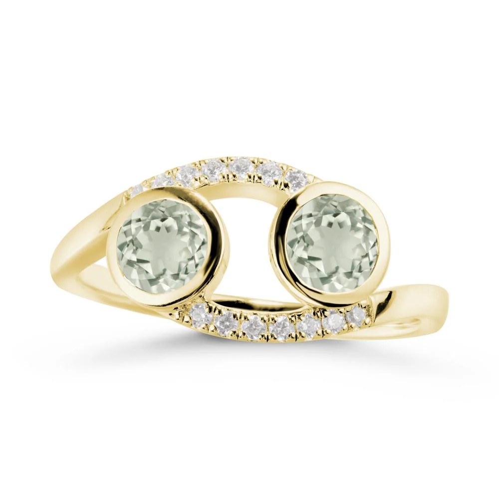 Round Green Amethyst Two Stone Ring - Image 7