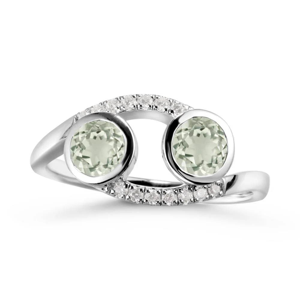 Round Green Amethyst Two Stone Ring - Image 9