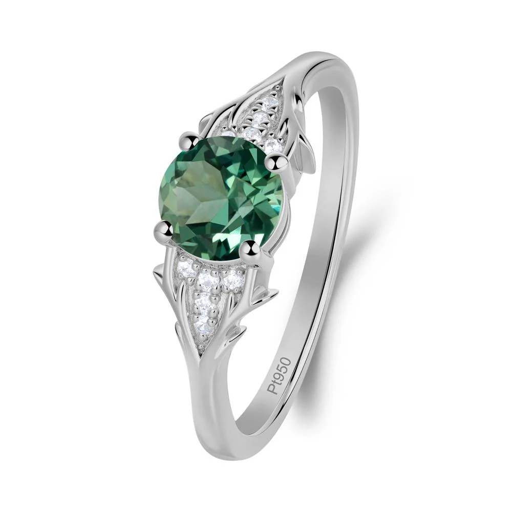 Round Green Sapphire Branch Engagement Ring