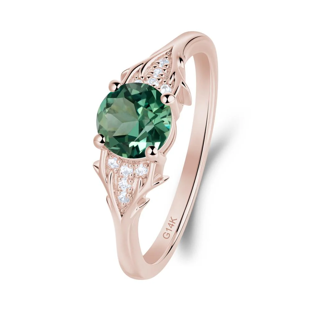 Round Green Sapphire Branch Engagement Ring - Image 2
