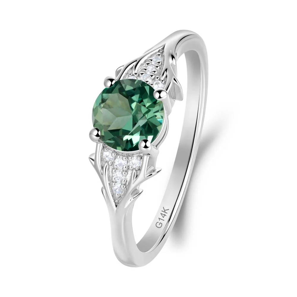 Round Green Sapphire Branch Engagement Ring - Image 5