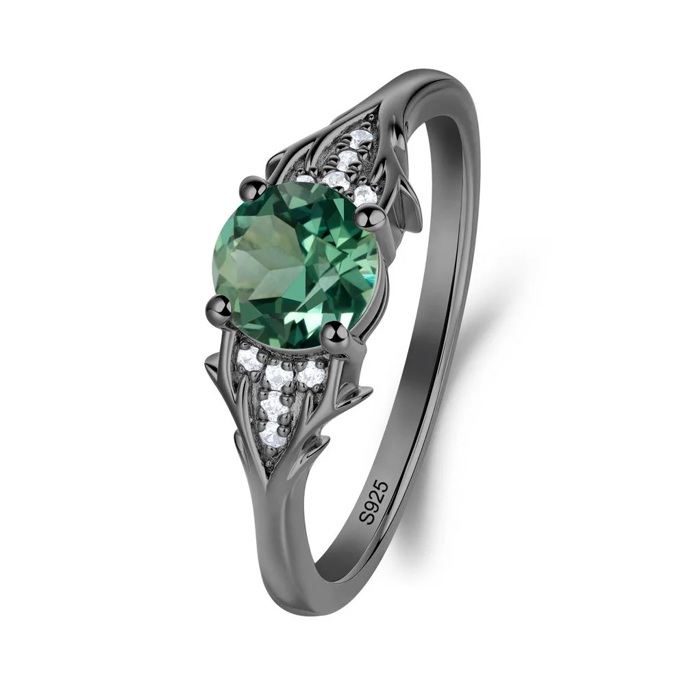 Round Green Sapphire Branch Engagement Ring - Image 6