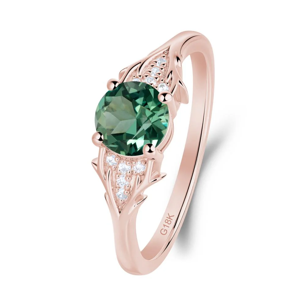 Round Green Sapphire Branch Engagement Ring - Image 8