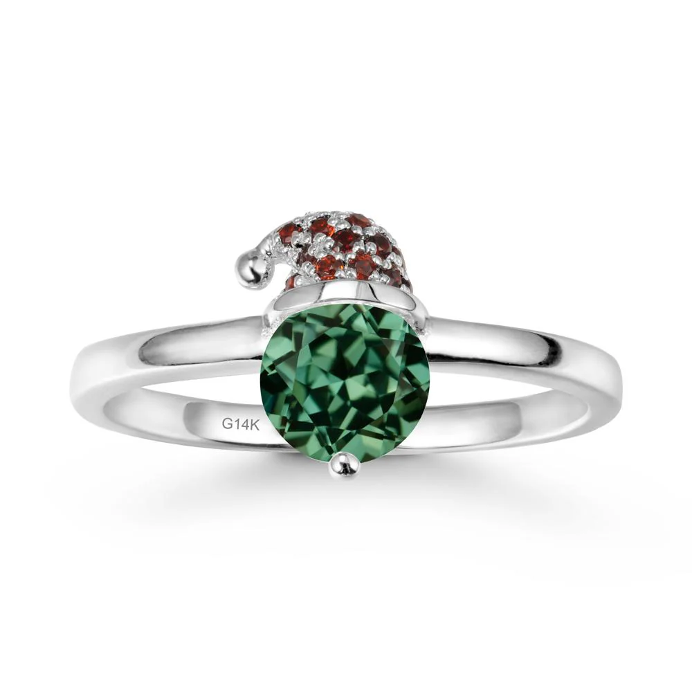Round Green Sapphire Creative Ring In 14K Rose Gold - Image 2