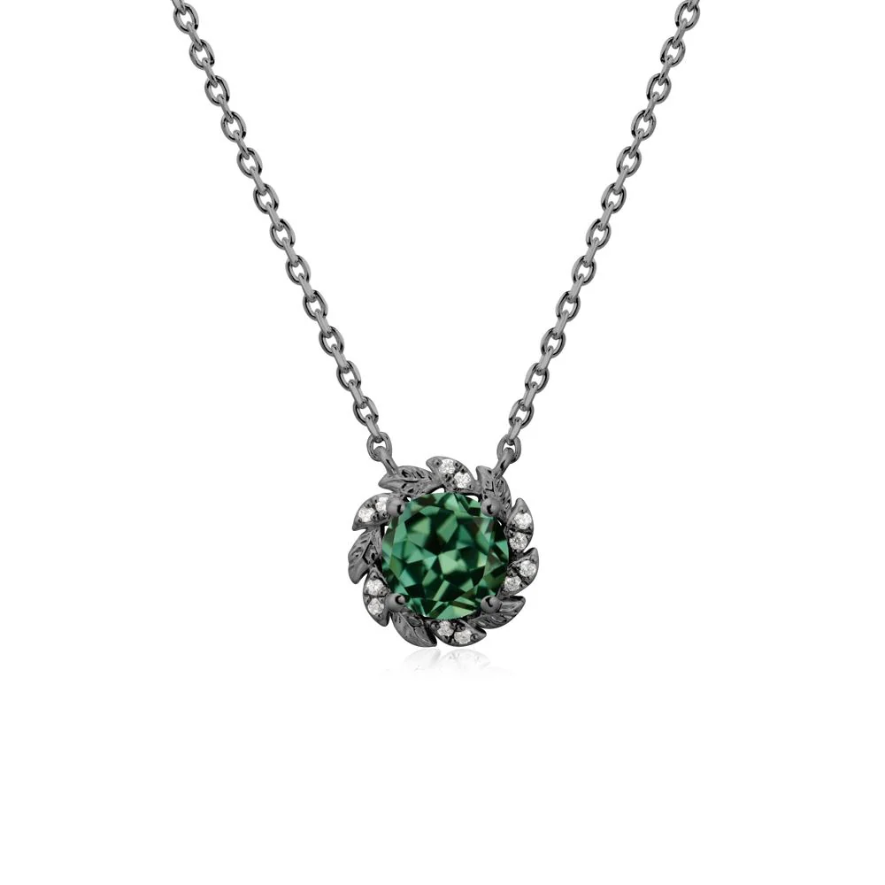 Round Green Sapphire Flower Necklace - Image 8