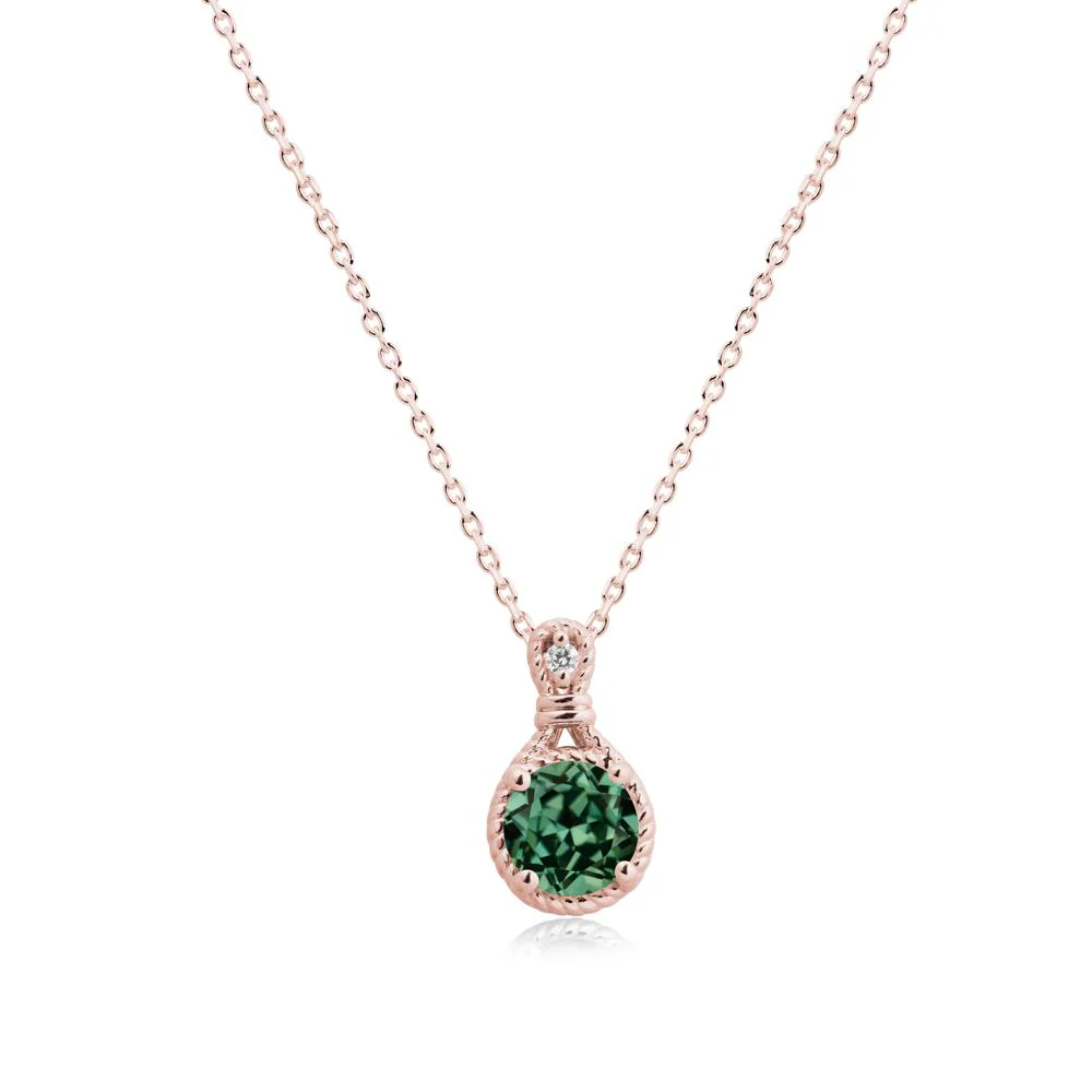 Round Green Sapphire Knot Rope Necklace - Image 5