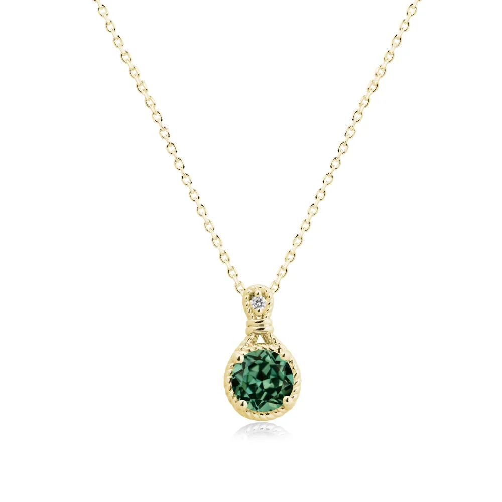 Round Green Sapphire Knot Rope Necklace - Image 7