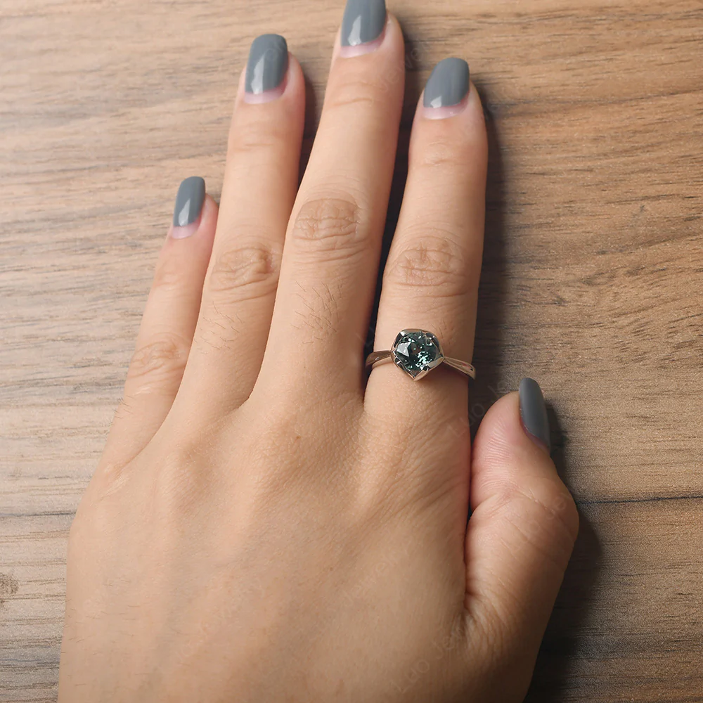 Green Sapphire Lotus Flower Engagement Ring - Image 5