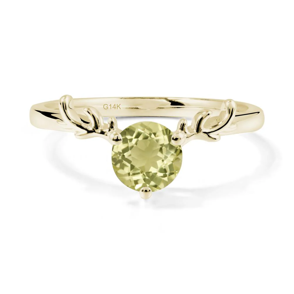 Round Lemon Quartz Antler Christmas Ring - Image 3