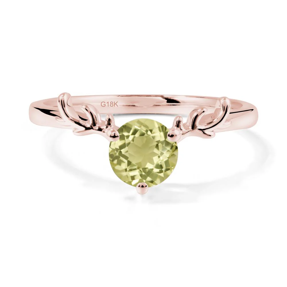 Round Lemon Quartz Antler Christmas Ring - Image 4