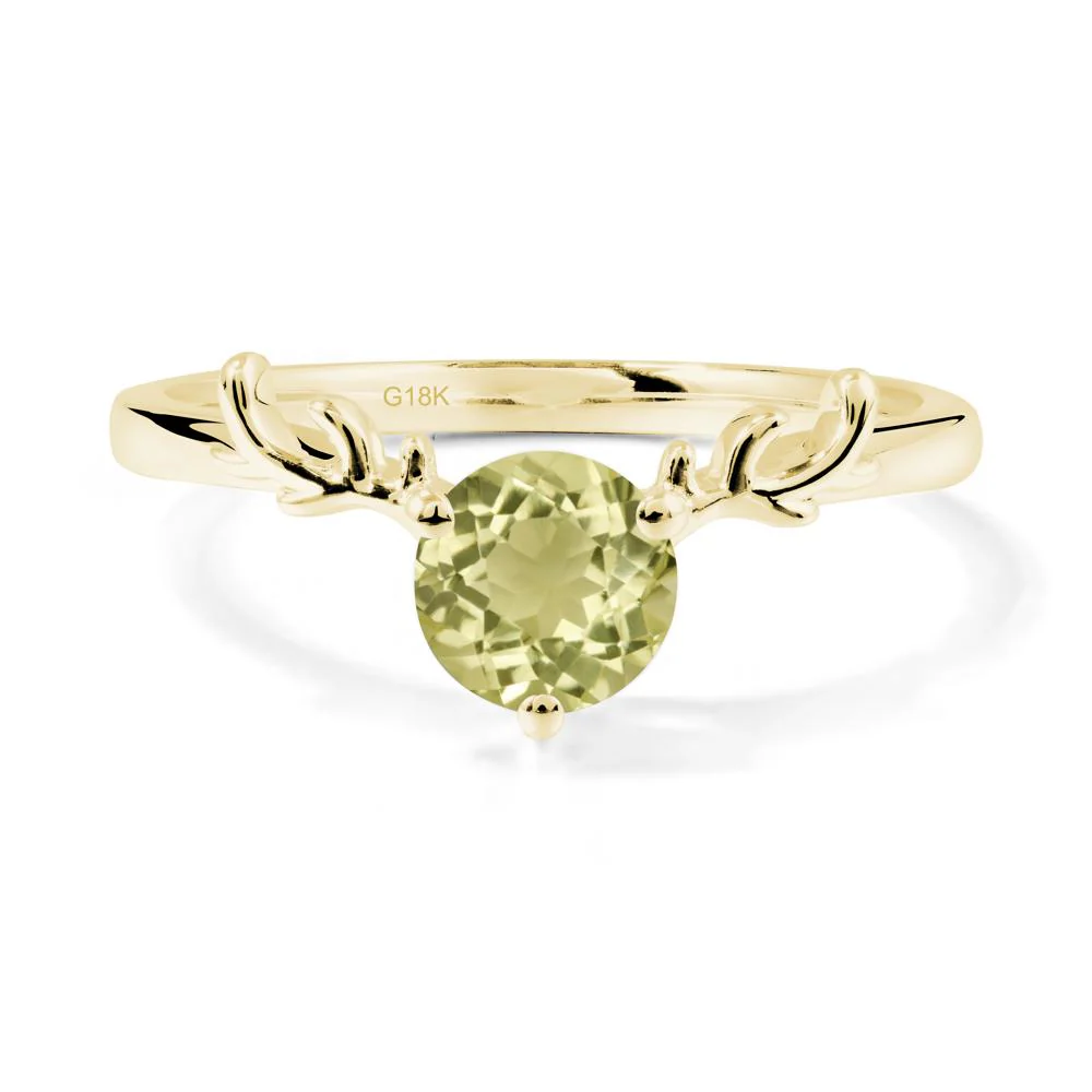 Round Lemon Quartz Antler Christmas Ring - Image 6