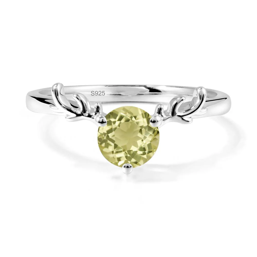 Round Lemon Quartz Antler Christmas Ring - Image 9