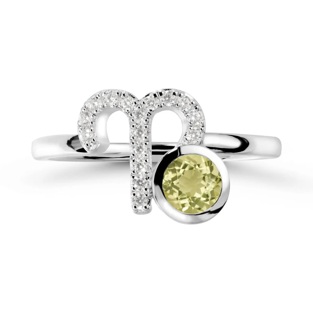 Round Lemon Quartz Aries Zodiac Ring-Bold & Ambitious