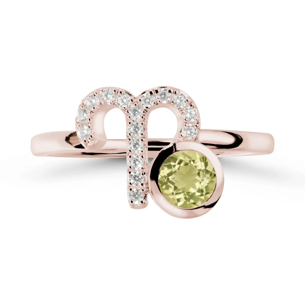 Round Lemon Quartz Aries Zodiac Ring-Bold & Ambitious - Image 2
