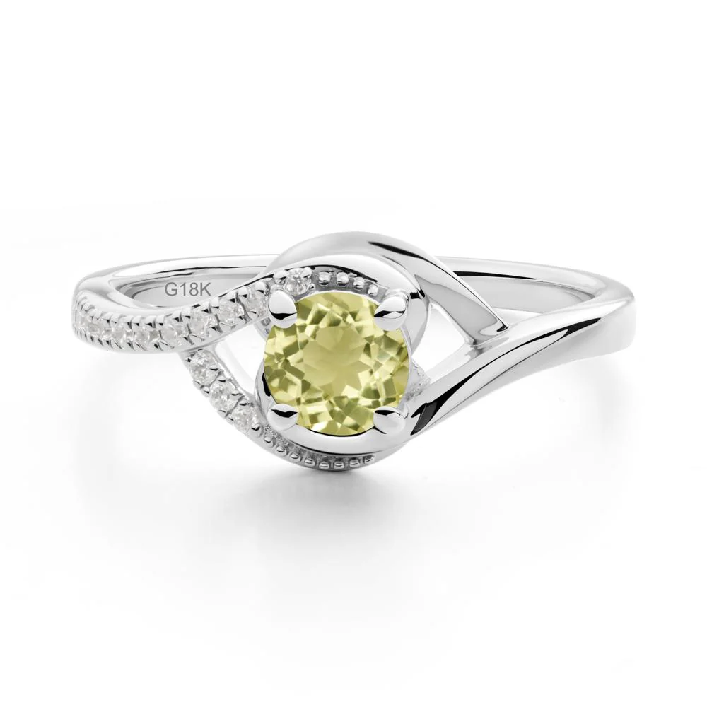 Round Lemon Quartz Bypass Statement Ring - Image 2