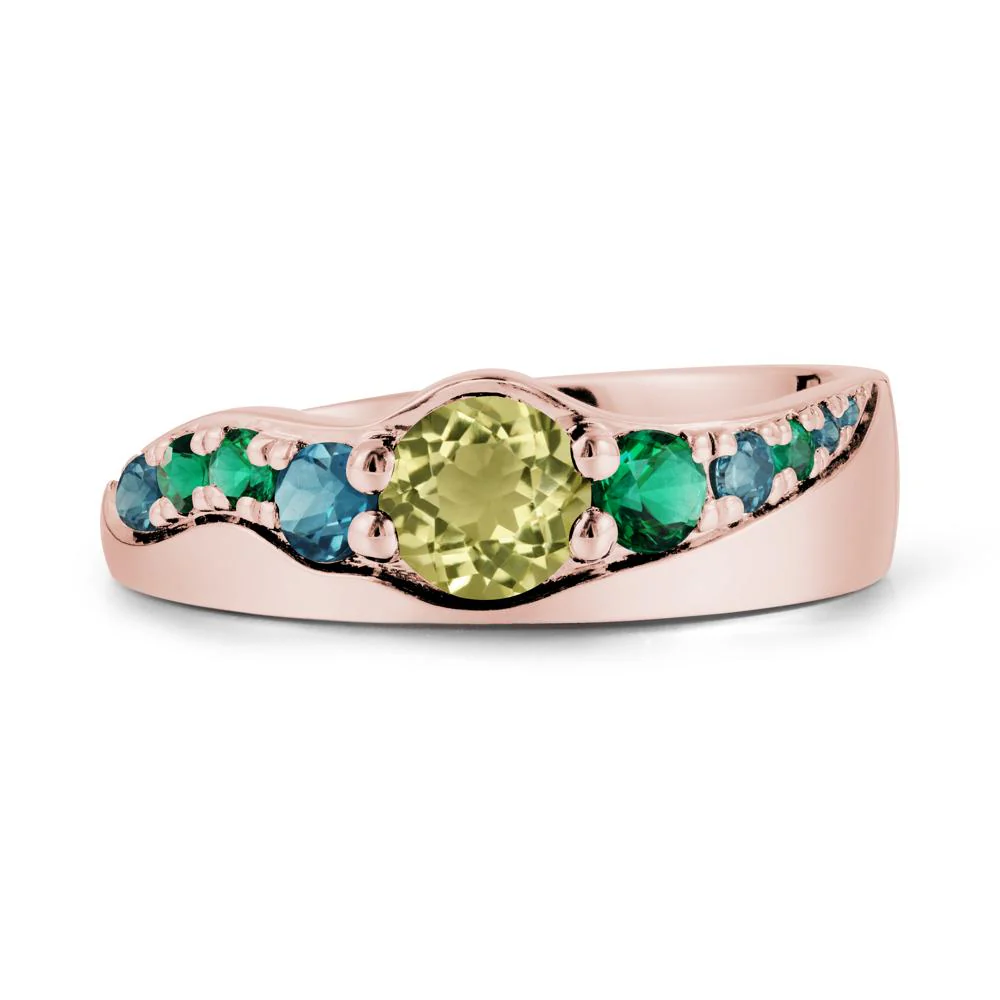 Round Lemon Quartz Cluster Ring - Image 4