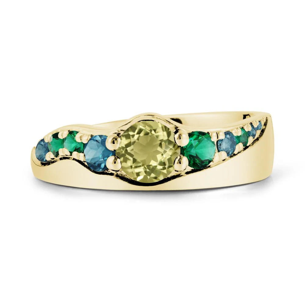 Round Lemon Quartz Cluster Ring - Image 6