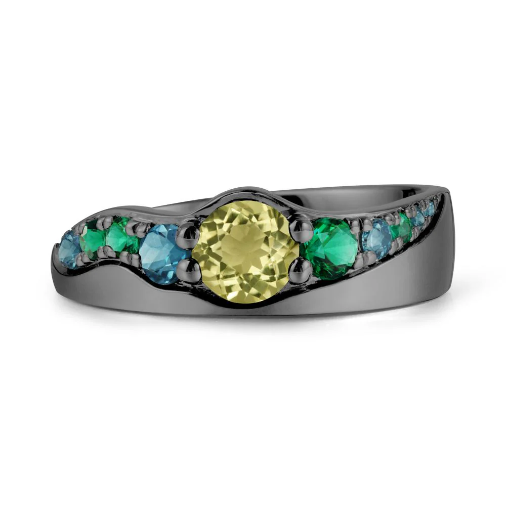 Round Lemon Quartz Cluster Ring - Image 7
