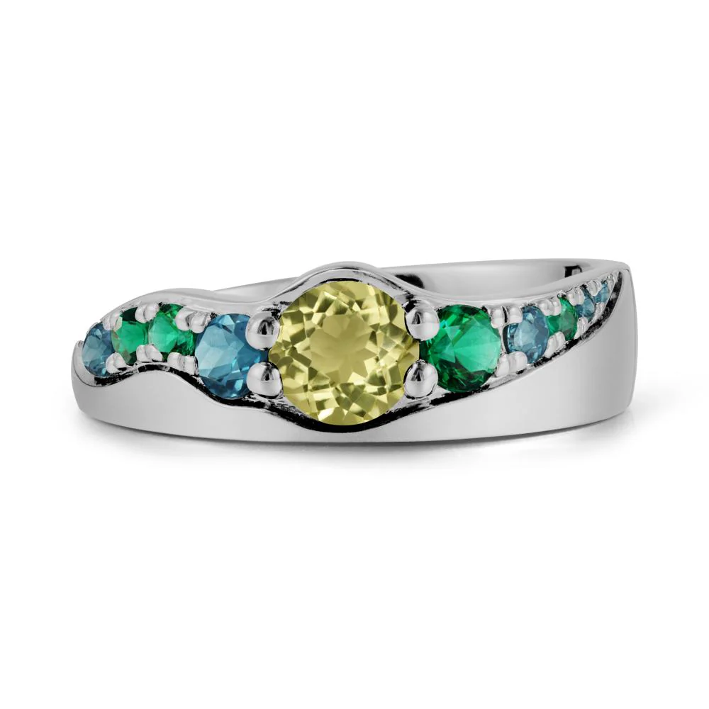 Round Lemon Quartz Cluster Ring - Image 8