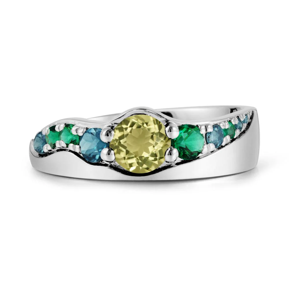 Round Lemon Quartz Cluster Ring - Image 9