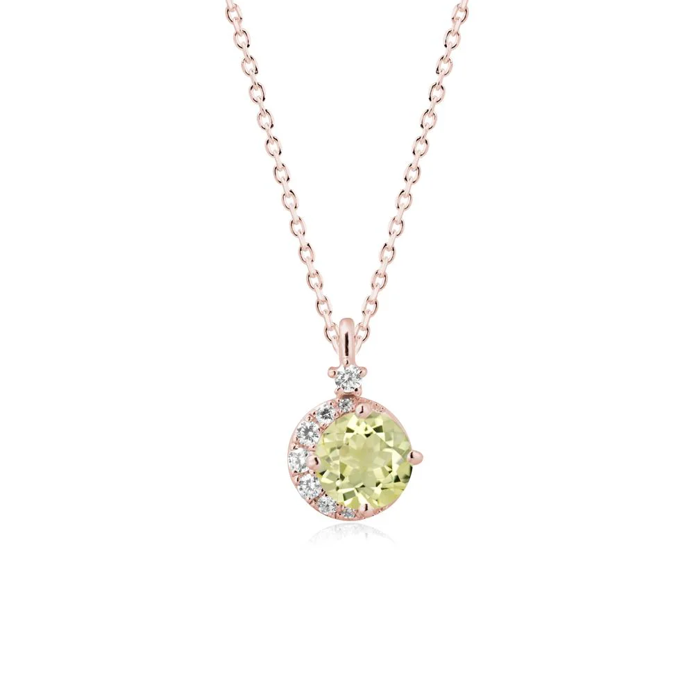 Round Lemon Quartz Crescent Pendant Necklace - Image 5