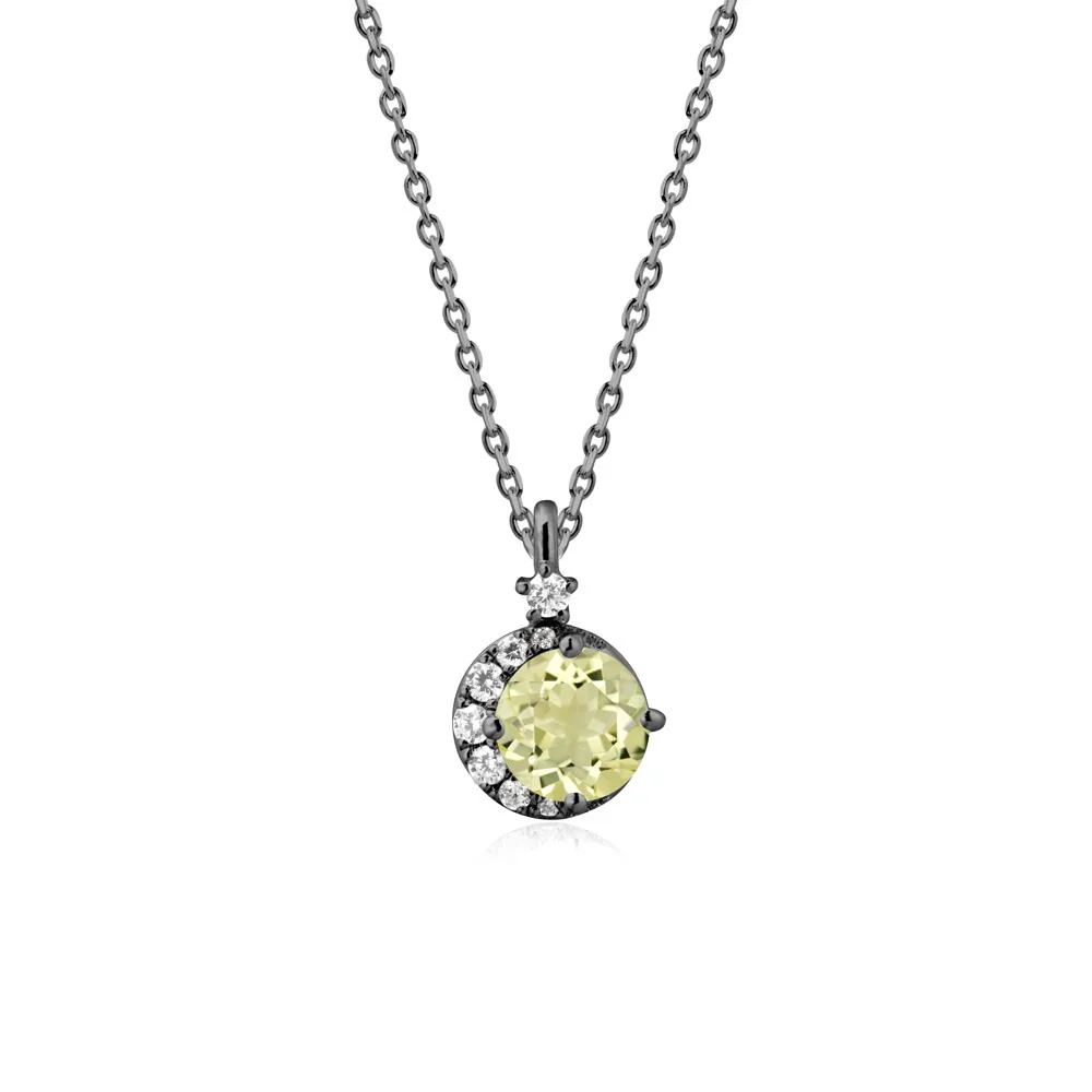 Round Lemon Quartz Crescent Pendant Necklace - Image 8