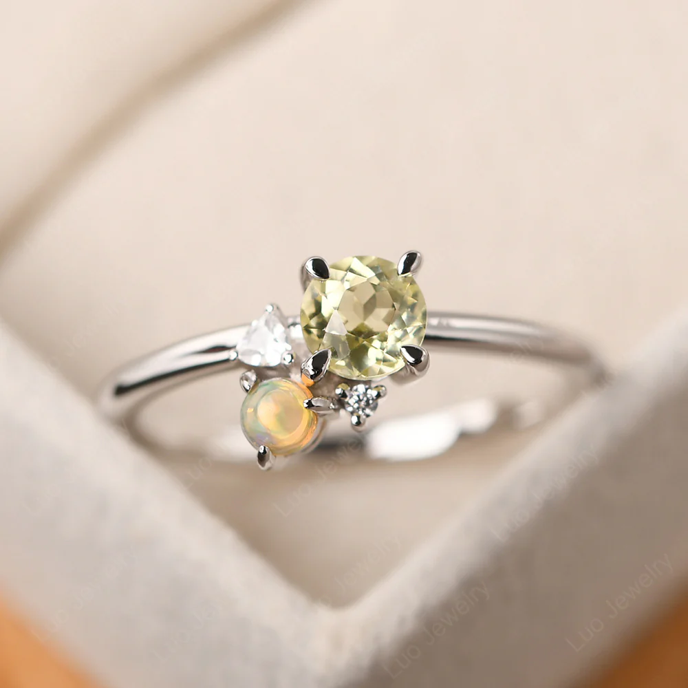 Round Lemon Quartz Engagement Ring - Image 2