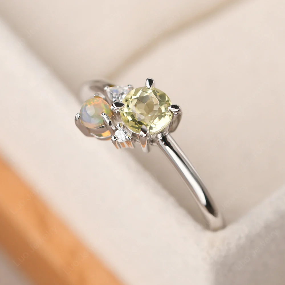 Round Lemon Quartz Engagement Ring - Image 3