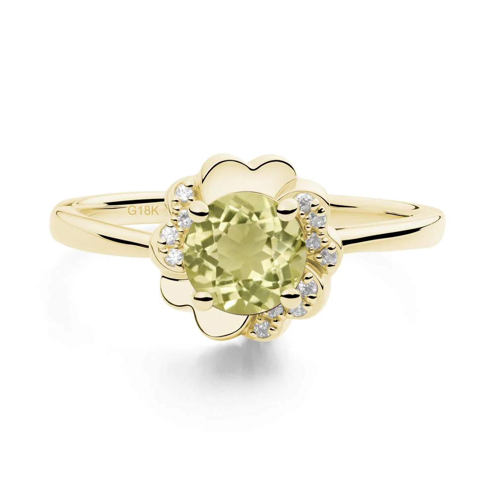 Round Lemon Quartz Floral Engagement Ring - Image 4