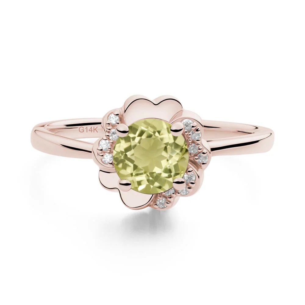 Round Lemon Quartz Floral Engagement Ring - Image 6
