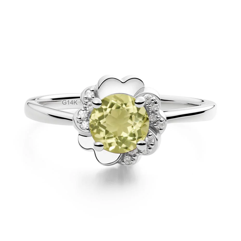 Round Lemon Quartz Floral Engagement Ring - Image 7