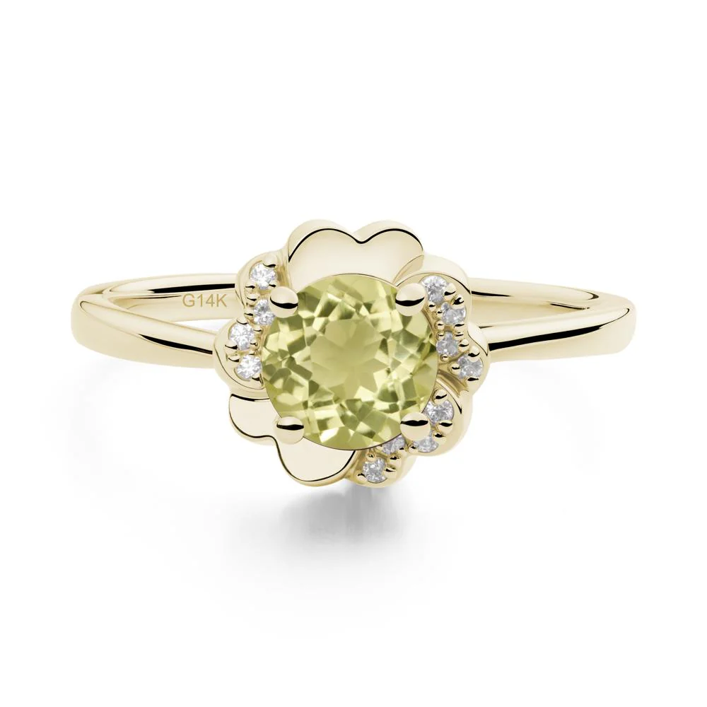 Round Lemon Quartz Floral Engagement Ring - Image 9