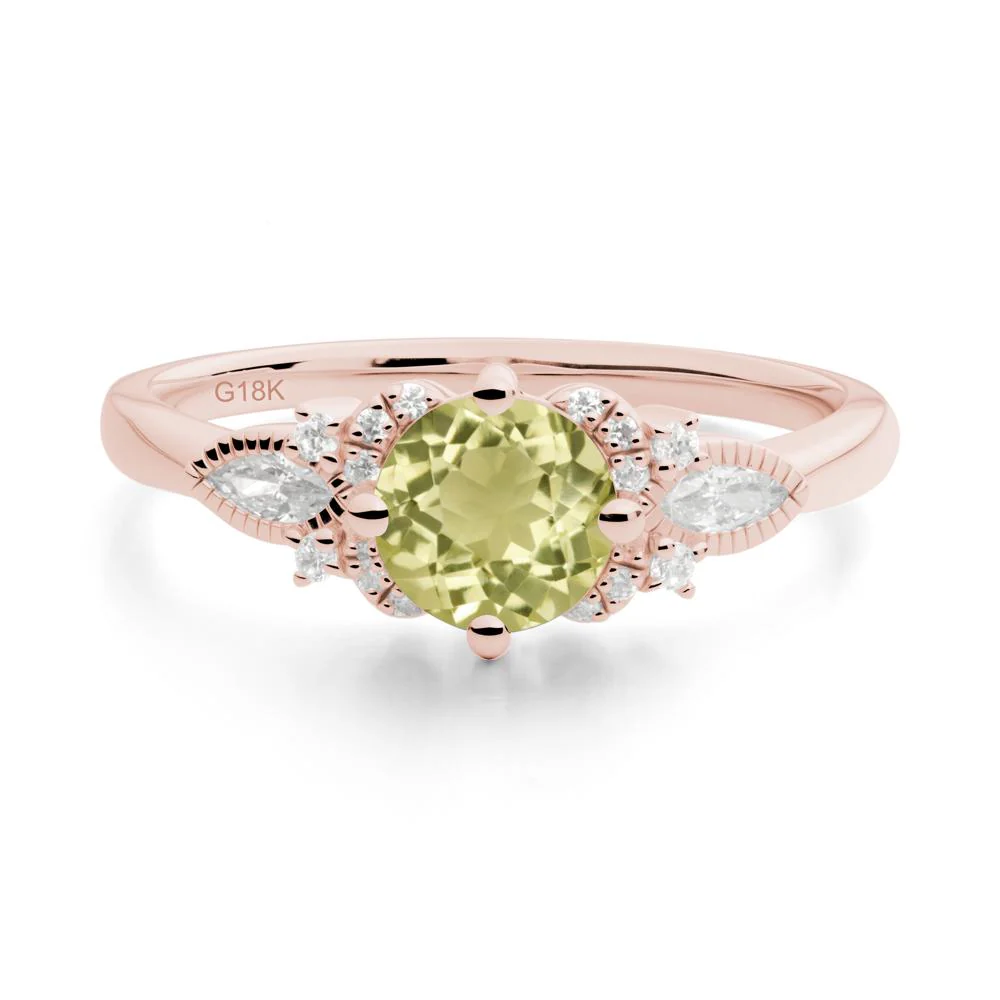 Round Lemon Quartz Floral Statement Ring - Image 2