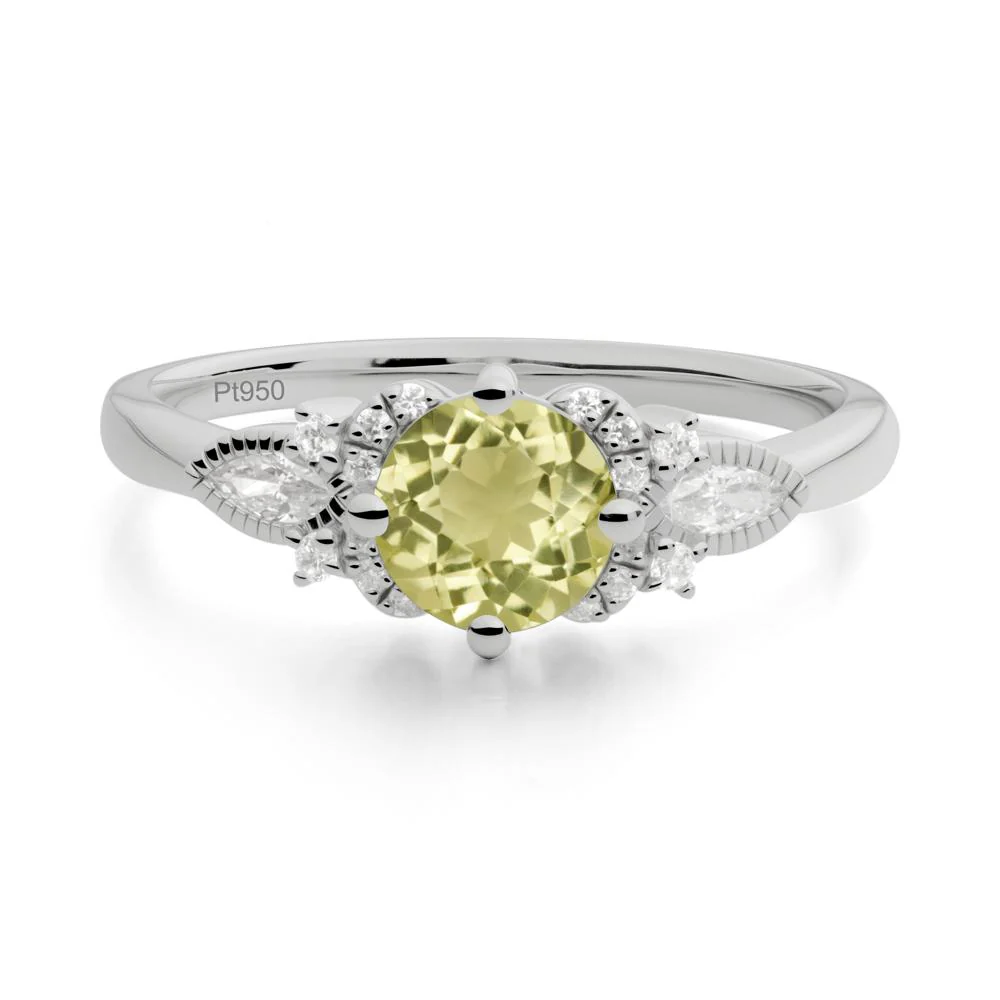 Round Lemon Quartz Floral Statement Ring - Image 3